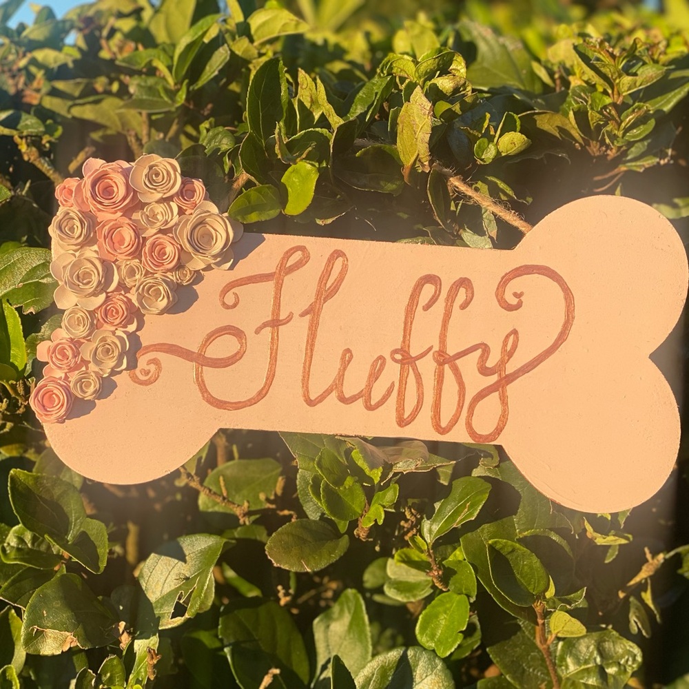 Customizable Dog name sign handmade 9 in wide different colors available